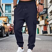ieftine cargou-Bărbați Pantaloni de sport cargo Pantaloni Sport Joggeri Pantaloni Pantaloni Waffle Cordon Buzunar Talie elastică Simplu Confort Απαλό Zilnic În aer liber Concediu Vacanță Modă Negru Verde Militar