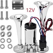 levne Nářadí a vybavení-Píšťalka pro modely vlaků, super hlasitá dvoutrubková klaksonová sada, klakson s kompresorem, vhodná pro jakékoli 12V vozidlo, super hlasitá klaksonová sada pro auto. Vhodná pro obytná vozidla, SUV,