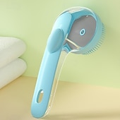 baratos Ferramentas de Banho-Escova de banho para cães com dispensador de sabonete, escova de massagem para shampoo com cabo longo para uso no chuveiro e limpeza diária.