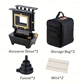 cheap Camping Equipment-Vintage Coal Oil Stove, Outdoor Fire Pit with Glass Screen, Sturdy Metal Construction, No Electricity Needed, for Camping Backyard BBQ Tea &amp; Cooking, Portable Camping Stove, Elegant Design, Durable Co