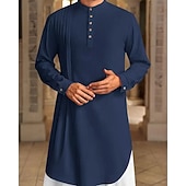 abordables Robes de Chambre-Homme Loungewear Chemise de Nuit Uni Élégant Confort Maison Quotidien Coton Respirant Col montant manche longue Printemps Automne Noir Blanche