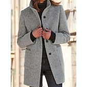 Χαμηλού Κόστους Χειμερινά Παλτά-Γυναικεία Χειμερινό παλτό Χειμωνιάτικα μπουφάν Άνετο Αναπνέει Τσέπη Κουμπιά Κομψό Καθημερινό Σκέτο Διακοπές Δρόμος Causal Καθημερινά Ρούχα Μονόπετο Μακρύ Όρθιος Γιακάς Κανονικό Μακρυμάνικο