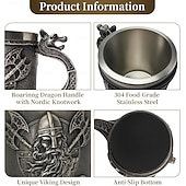 Недорогие Кружки и чашки-Кружка для кофе и пива с декором в стиле викингов и ручкой в виде дракона, подарки в стиле викингов для мужчин, пивные кружки для мужчин, средневековые украшения в стиле ренессанс, 18 унций