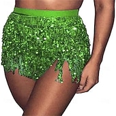 cheap Belly Dancewear-Samba Dancewear Belly Dance Performance Costume Sequin Tassel Hip Scarf Bead Waist Chain Indian Dance Performance Waist Scarf.l Performance Costume
