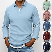 baratos Camisas Popover Masculinas-Homens Camisa Social Camisa Waffle Camisa casual Camisa de colarinho de banda camisa de botão Vinho Azul Marinha Verde Azul Claro Manga Longa Tecido Lapela Henley Casual Diário Roupa Moda Moderno