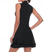 tanie Sukienka damska-Damskie Graficzny Solidne kolory Sukienka do tenisa Sukienka sportowa Odprowadza wilgoć Oddychający Bransoletka tenisowa Obuwie sportowe Bieganie Kołnierz zapinany na zamek Sukienka Czarny Biały