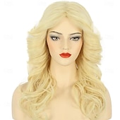 ieftine Peruci istorice-Perucă pentru femei, cu pene, maro lung, ondulat, pentru discotecă, anii '70, costum vintage vopsit, pentru carnaval, festival, petrecere