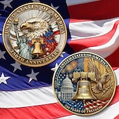 Недорогие 250-летие США-Монета с орлом и свободой в честь 250-летия Америки – Патриотическая коллекционная монета дизайн с золотым колоколом свободы и флагом прочный металл для выставки Семиквинтессенциаль