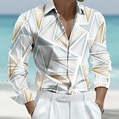 economico Camicia in Raso da Uomo-Per uomo Motivo Geometrico Arte astratta Camicia Camicia in raso Camicia elegante Manica Lunga Business Casual Vacanza Abbigliamento Quotidiano Estate Primavera Autunno Collo ripiegato Stampa 3D