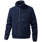 Недорогие Спортивная куртка-Муж. Зимняя куртка Пальто тедди Повседневная куртка Отпуск Повседневные Сохраняет тепло Карман Флис Осень Зима Полотняное плетение Мода Уличный стиль Воротник-стойка Обычная