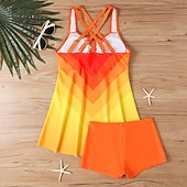 abordables Tankinis-Mujer Bañadores 2 piezas Bermudas Traje de baño Espalda al Aire Vacaciones Ropa de playa Graphic Escote Redondo Sin Mangas Trajes de baño