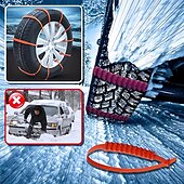 baratos Decoração e proteção de carroçaria automóvel-Correntes antiderrapantes reversíveis 12/24/36 para pneus de carros na neve, sem danificar os pneus, para SUVs, sedãs, vans, off-road, correntes de neve universais de emergência, novo material menos