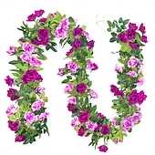 tanie Rośliny i kwiaty sztuczne-Girlanda ze sztucznych kwiatów róż o długości 240 cm/23,7 stopy, sztuczne pnącza, jedwabna roślina wisząca, do dekoracji łuku weselnego, pokoju na przyjęcie, domu, ogrodu, hotelu lub biura