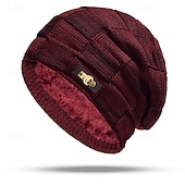 economico Cappello a cuffia-Per uomo Unisex Berretto Cappelli Invernali Berretti Cappello lavorato a maglia Berretto Invernale Nero Vino Fibre Acriliche Lavorato a maglia Traspirante Accogliente Abbigliamento quotidiano Uscire