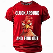  Cluck Around and Find Out Funny Chicken Shirt, Chaos Meme Angry Rooster Graphic Tee for Men, Sarcastic Farm Humor T-shirt Gift, Clothing Apparel S M L XL XXL XXXL