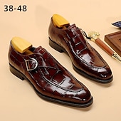 preiswerte Slipper-Schwarze Herren-Monk-Strap-Schuhe aus Kunstleder – elegantes Design mit Krokodilprägung und Schnalle, perfekt für formelle Anlässe, Geschäftstreffen und Hochzeiten.