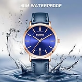 halpa Kvartsikellot-LIGE Miesten Kvarttikello Liiketoiminta Vedenkestävä PU Nahkakello