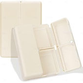 رخيصةأون تخزين الأمتعة والسفر-منظم حبوب يومي، 7 حجرات محمولة لتنظيم حبوب السفر، [تصميم قابل للطي] صندوق حبوب لجيب المحفظة لحمل الفيتامينات وزيت كبد سمك القد والمكملات الغذائية والأدوية - أحمر شفاف