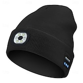 economico Cuffie Beanie-Cappello in Maglia Musicale Wireless Bluetooth Nuovo Cappello Luminoso LED all'aperto Cappello Wireless Bluetooth con Auricolari Integrati Ricaricabile USB Alimentazione Batteria 1.5-3W Regalo di San