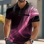 economico Polo geometrica da uomo-Per uomo Geometrico Polo Manica Corta Magliette polo Camicie con Colletto Business Casual All'aperto Athleisure Abbigliamento quotidiano Stampa 3D Bottoni Estate Blu Rosso Marrone