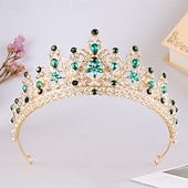 billige Tiarer og kroner-Crown Tiaras Hodepryd Legering Bryllup Bursdag Elegant søt stil Med Rhinsten Hodeplagg Hodeplagg