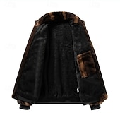 preiswerte Herrenjacken &amp; Herrenmäntel-Herren Winterjacke Fleecejacke Freizeitjacke Urlaub Täglich Thermowarm Tasche Fleece Herbst Winter Einfach Mode Streetwear Stehkragen Regulär Schwarz Braun Jacken