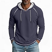 halpa perus t-paidat-Miesten T-paita Huppari Pitkähihainen Hupullinen Talvi 봄 &amp; Syksy Kaikki vuodenajat Yhtenäinen väri Neuleet Päivittäin Urheilullinen Hupullinen ulko- Kausaliteetti Urheilu- ja treenivaatteet Vaalean