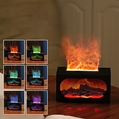  3D暖炉アロマセラピーマシンデスクトップレトロシミュレーションミニレインボー炎雰囲気ライト加湿器USB電源寝室リビングルーム雰囲気ライト