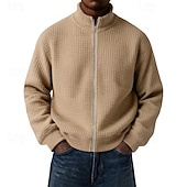 economico Giubbotti Casual-Per uomo Giacca Leggera Giacca a nido d'ape Giacca Casual All'aperto Vacanza Tasca Minimalista Primavera Autunno Inverno Semplice Vintage Streetwear Collo alla coreana Regolare Blu Nero Bianco Rosso