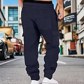 ieftine cargou-Bărbați Pantaloni de sport cargo Pantaloni Sport Joggeri Pantaloni Pantaloni Waffle Cordon Buzunar Talie elastică Simplu Confort Απαλό Zilnic În aer liber Concediu Vacanță Modă Negru Verde Militar