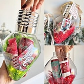 billige Ornamenter-Julepæregavekrukke, stor gjennomsiktig, fyllbar lyspærepynt med skrulokk, jumboplastbeholdere til hengende godteri for gjør-det-selv-håndverk, juletrepynt, kort &amp;festgaver