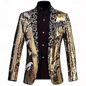 お買い得  トップス-ディスコ 1980年代 テールコート プラスサイズ 長袖 ディスコ スパンコール 仮装 男性用 カーニバルコスチューム マスカレード クラブ プライドパレード プライド月間 成人 コート オールシーズン