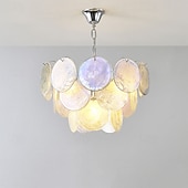 baratos Candelabros de Cristal-lustres de discos de vidro de Murano branco e roxo