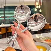 abordables Ustensiles et gadgets de cuisine-Lot de 2 louches en acier inoxydable pour servir la soupe et le riz, avec trou d'égouttage et manche isolant thermique. Ustensiles de cuisine pour un usage quotidien.