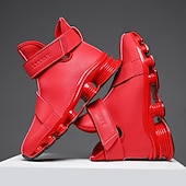 abordables Zapatillas Informales-Zapatillas deportivas rojas para hombre: elegantes y cómodas, con parte superior de malla y cámara de aire, perfectas para un look informal en vacaciones y fiestas navideñas.