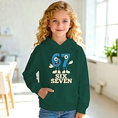  Unisex Girls' 3D Graphic Funny Slang 67 Hoodie Pullover Long Sleeve 3D Print Spring Fall Sports Fashion Streetwear Kids 4-12 Years Hooded Outdoor Casual Daily Regular Fit