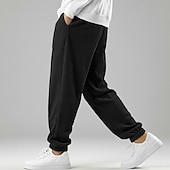  Men's Sweatpants Joggers Trousers Corduroy Pants Baggy Pants Drawstring Pleated Elastic Cuff Plain Comfort Breathable Full Length Outdoor Casual Daily Vacation Sports Blue Black Micro-elastic