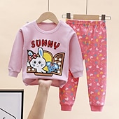 billiga Pyjamas-Småbarn Pojkar 2 delar Pyjamasset Långärmad Z17 Z29 Z13 Ensfärgat Djur Vår Höst Förtjusande Hem 7-13 år