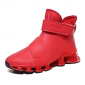 abordables Zapatillas Informales-Zapatillas deportivas rojas para hombre: elegantes y cómodas, con parte superior de malla y cámara de aire, perfectas para un look informal en vacaciones y fiestas navideñas.