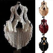 baratos agasalhos-fraque de babados de renda medieval vestido vintage renascentista traje feminino vintage cosplay festa vestido de manga longa baile de máscaras