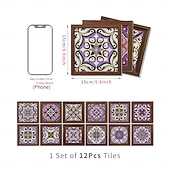 cheap Tile stickers-12pcs 3D Wall Tile Stickers Peel Stick 6x6 in, Thick PE Foam Crystal Mosaic, Waterproof Backsplash for Kitchen, Bathroom &amp; Home Decor, Metallic Wall Panels Gift Box