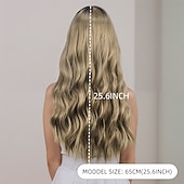 cheap Party Wigs-Synthetic Wig Wavy Curly Weave Middle Part Asymmetrical Deep Parting Machine Made Wig 26 inch Black / Gold Synthetic Hair Women's Classic Comfortable Color Gradient Mixed Color