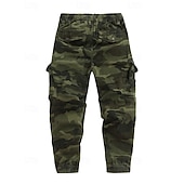 baratos Calças Cargo-Men's Cargo Pants Trousers Drawstring Elastic Waist Multi Pocket Camo Windproof Wearable Daily Outdoor Camping &amp; Hiking Streetwear Stylish ArmyGreen Khaki Micro-elastic