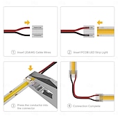 abordables Accesorios LED-Kit de conectores SMD FCOB/COB de 8 mm y 10 mm (0,31 pulgadas) para bricolaje: 14 conectores transparentes y 5 cables de extensión de 15 cm de longitud y calibre 20 AWG para conexiones de esquina en