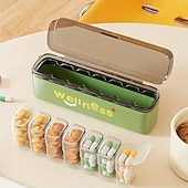 abordables almacenamiento de equipaje y viajes-2 pastilleros portátiles con recordatorio de medicación diaria – mini frascos de medicamentos de viaje, 7 días, 3 compartimentos, impermeables &amp;organizador a prueba de humedad