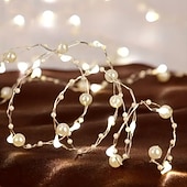 billige LED-stringlys-Elegant Perle Rose Formet LED Lyslenker 2m 20 LEDs Batteridrevet Bryllup Bursdag Fest Hjem Patio Hage Blomster Tre Dekorasjon