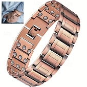 billiga Hemutrustning-herrmagnetiskt armband - tre rader stark magnet - justerbart magnetiskt pärlarmband, elegant smycke i legering som present till pappa, mamma, jul, födelsedag, flera färger, herrmagnetiskt armband