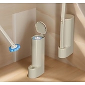 baratos Utensílios de Casa de Banho-Conjunto de escova de vaso sanitário de parede com 37 peças e suporte, inclui 36 cabeças de escova de reposição multicoloridas, escovas descartáveis para limpeza de vaso sanitário e suporte de parede