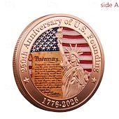  250周年記念コイン - 黄金のアメリカンフラッグ＆リバティベルデザインコレクティブルコイン、展示用の耐久性金属記念コイン、コレクターの愛国心セミクインテセンニアル