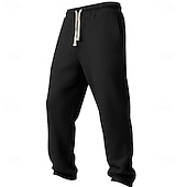 cheap Straight Leg-Men's Waffle Sweatpants Trousers Straight Leg Sweatpants Waffle Pants Drawstring Elastic Waist Plain Breathable Full Length Casual Daily Outdoor Vacation Classic Style Black White Micro-elastic